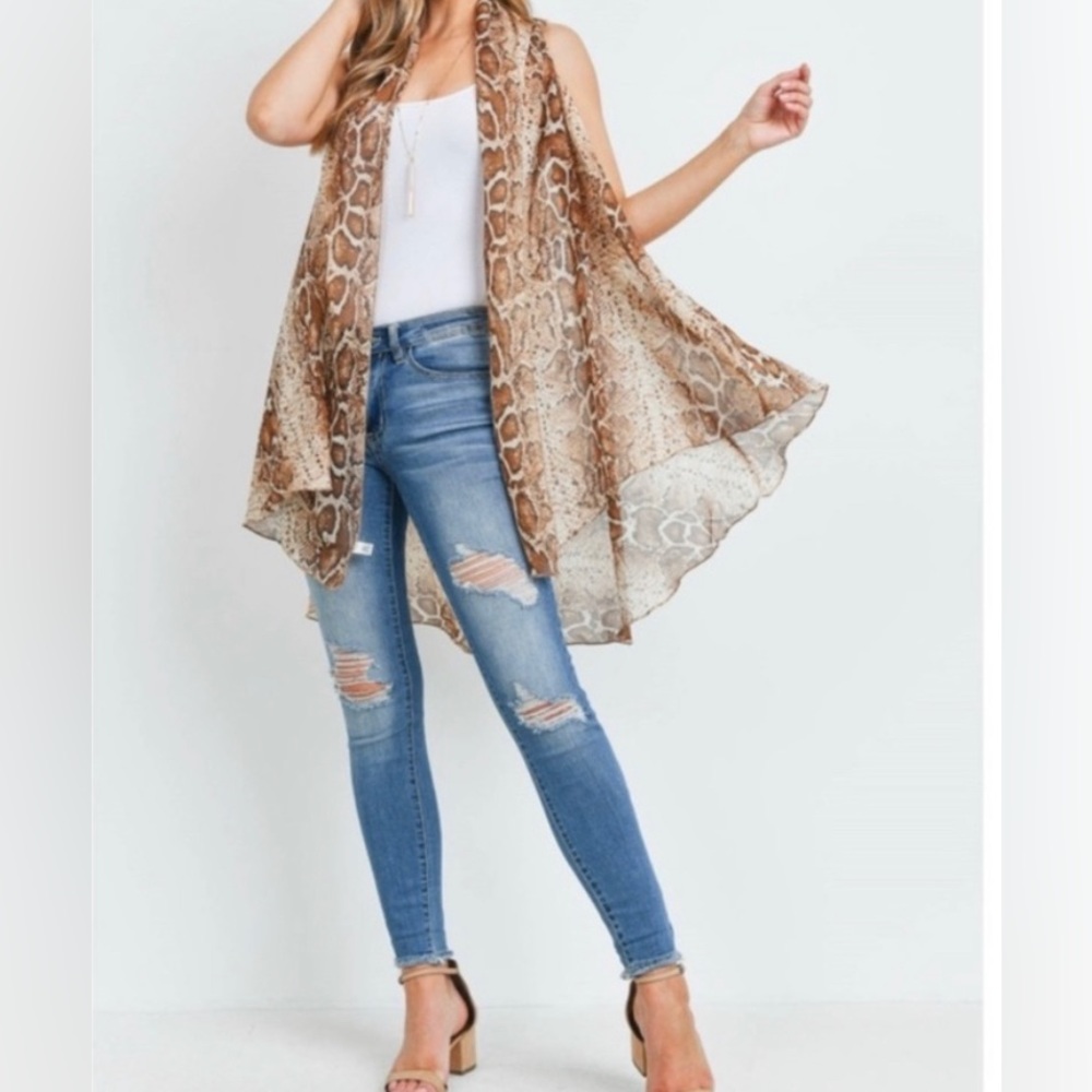 NWT Styline Snakeprint Sheer Vest